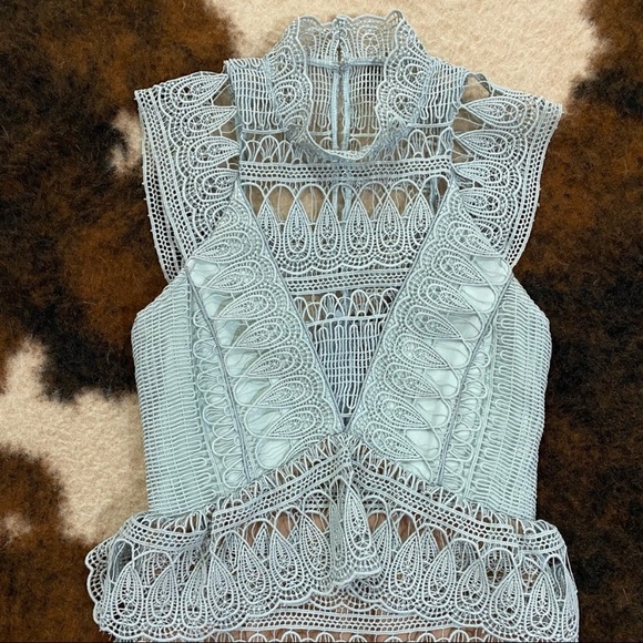 Self-Portrait Teardrop Guipere Paneled Mini Dress - Picture 3 of 8